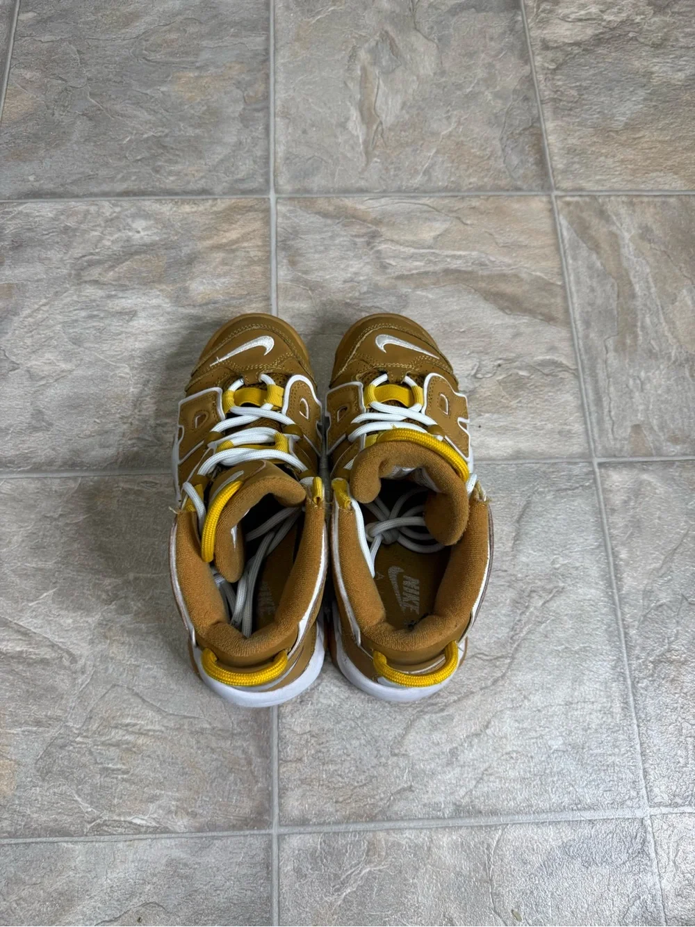 Nike Air More Uptempo Wheat GS Shoe Size 4.5Y Tan Preowned